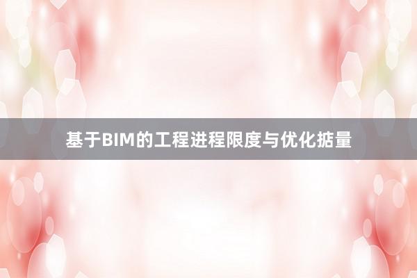 基于BIM的工程进程限度与优化掂量