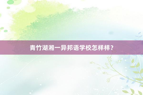 青竹湖湘一异邦语学校怎样样？