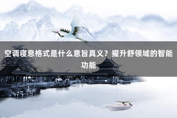 空调寝息格式是什么意旨真义？擢升舒领域的智能功能